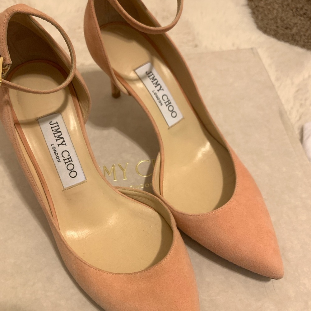 Jimmy Choo Women's Tea Rose Suede Heels 37.5